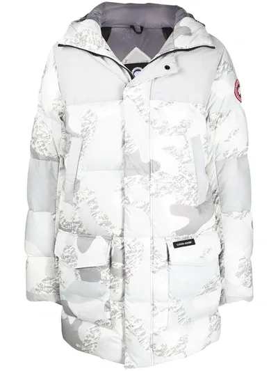 Canada Goose Camouflage Print Hooded Padded Coat In Grey