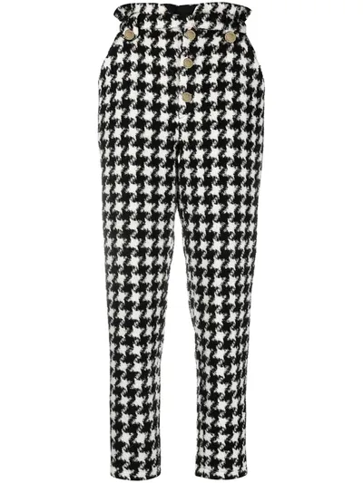 Amen Houndstooth-print Cropped Trousers In Black