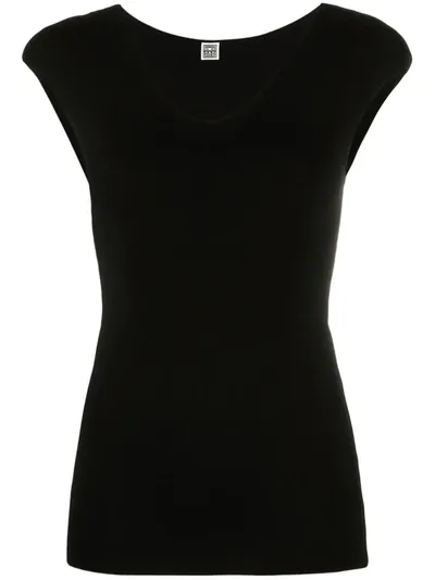 Totême Cap Sleeve Jersey T-shirt In Black