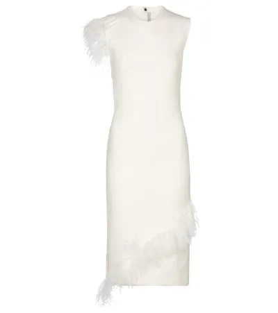 Christopher Kane Feather-trim Sleeveless Midi Dress In White