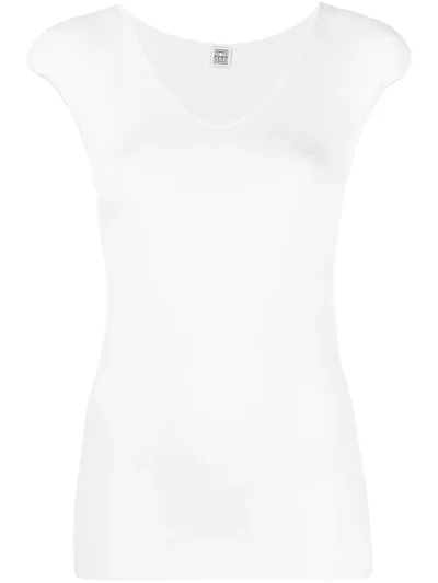 Totême Cap Sleeve Jersey T-shirt In White