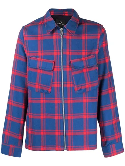 Paul Smith Checked Shirt Jacket In Black