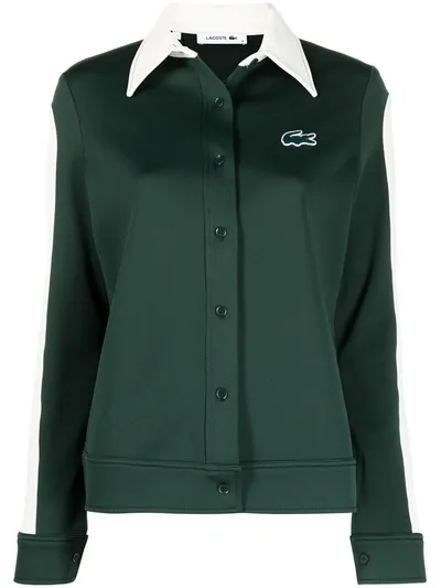 Lacoste Embroidered Logo Shirt Jacket In Green