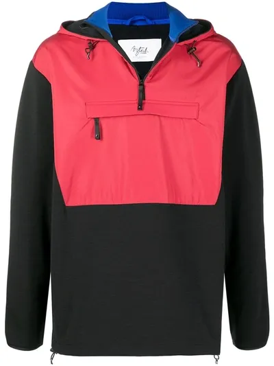 Aztech Mountain Hut Fleece Colour-block Hoodie In Red