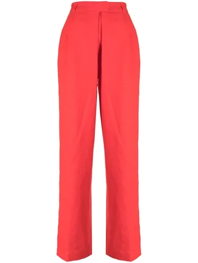 Mara Hoffman Eldora Pleated High-waist Pants In Red