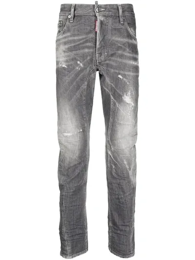 Dsquared2 Distressed Slim-fit Jeans In Grey