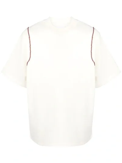 Jil Sander Bead-embellished Knitted T-shirt In Neutrals