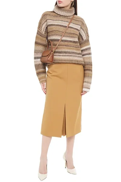 Altuzarra Kelley Striped Wool-blend Turtleneck Sweater In Beige