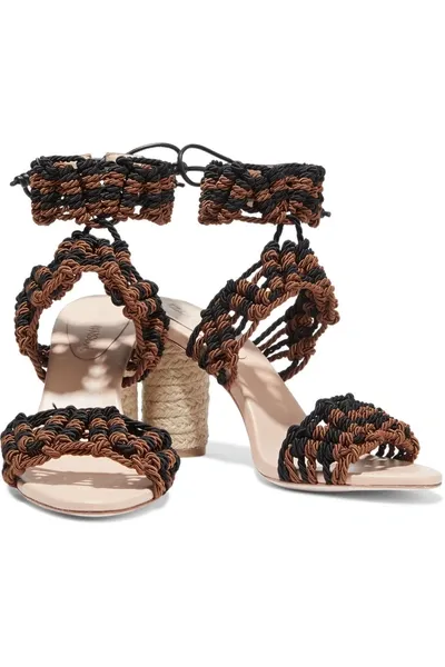 Ulla Johnson Devra Cotton And Silk-blend Cord Sandals In Black