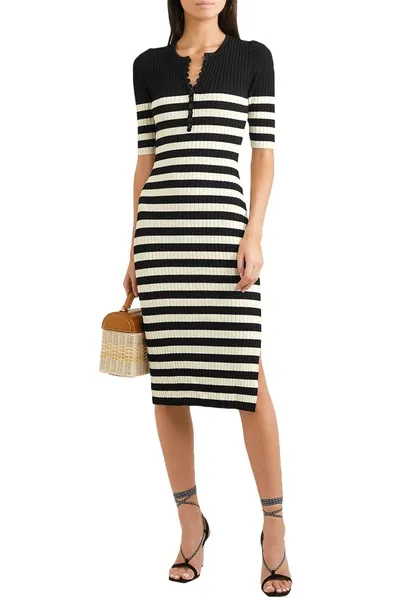 Altuzarra Sunday Striped Ribbed Stretch-knit Midi Dress In Black