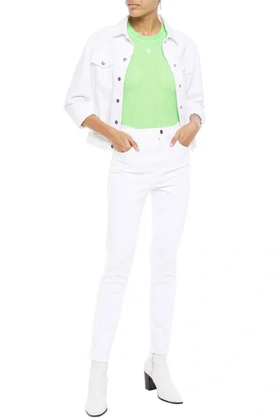 J Brand Leenah Neon-trimmed High-rise Skinny Jeans In White