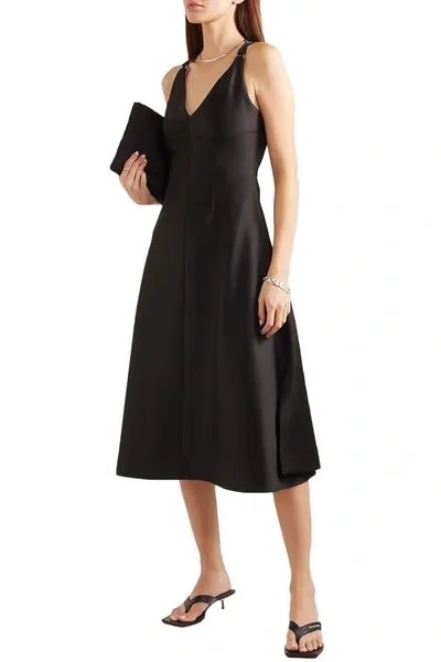 Mugler Satin Midi Dress In Black