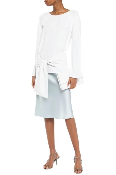 Nina Ricci Wrap-effect Cutout Stretch-crepe Top In White