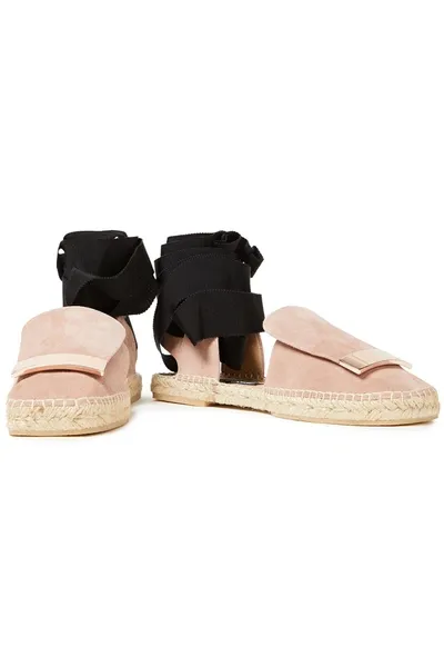 Sergio Rossi Embellished Suede Espadrilles In Pink