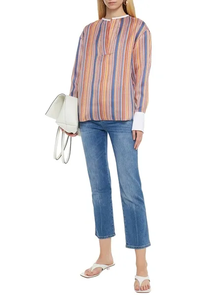 Victoria Victoria Beckham Striped Woven Top In Multi