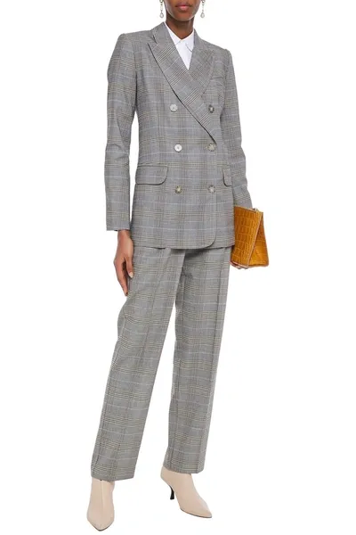 Zimmermann Double-breasted Prince Of Wales Checked Woven Blazer In Gray