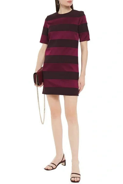 Victoria Victoria Beckham Paneled Crepe Mini Dress In Burgundy