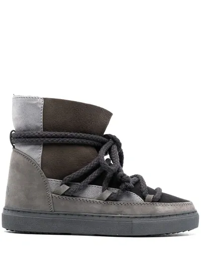 Inuikii Shearling-lined Lace-up Boots In Grey