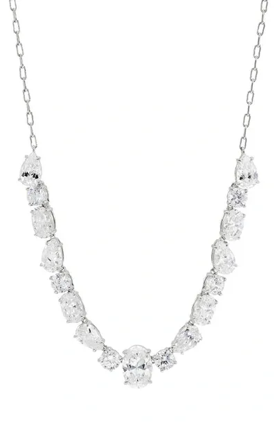 Nadri Large Cubic Zirconia Frontal Necklace In Rhodium