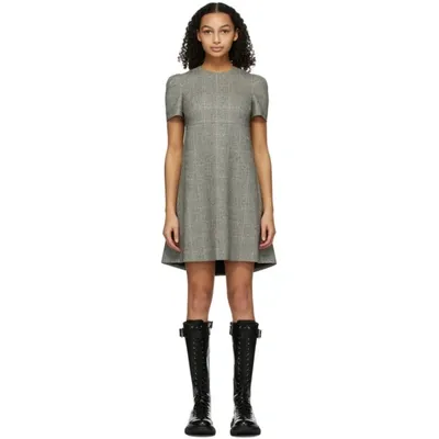 Alexander Mcqueen Grey Prince Of Wales Cape Back Dress