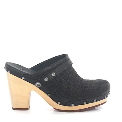 Ugg Mules Lambskin  Logo Rivets Black