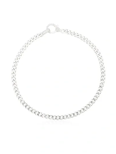 Shay 18k White Gold Baby Flat Link Diamond Bracelet In Silver