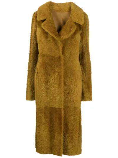 Drome Dream Shearling Coat In Yellow