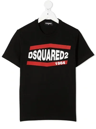 Dsquared2 Kids' Black T-shirt For Boy With Logo