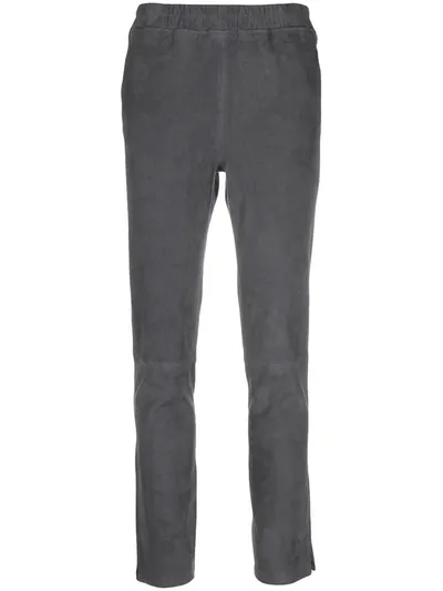 Arma Lambskin Leather Skinny Trousers In Grey