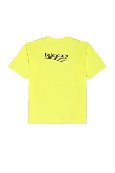 Balenciaga Fluo Yellow/black Political Campaign T-shirt In Fluo Yellow & Black