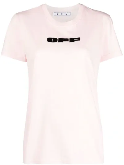 Off-white Off Bold Flock T-shirt In Rose-pink Cotton In Light Pink