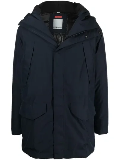 Napapijri Hooded Parka Coat In Blue