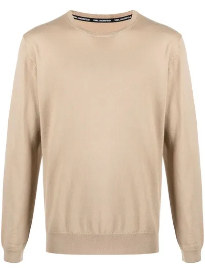 Karl Lagerfeld Crew Neck Sweater In Brown