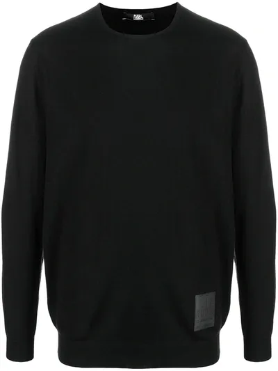 Karl Lagerfeld Logo-patch Knitted Jumper In Black