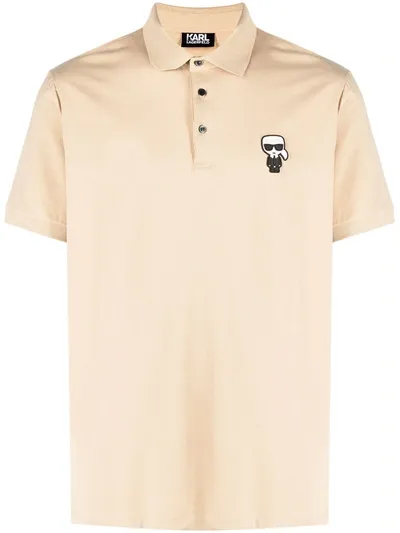 Karl Lagerfeld Signature K/ikonic Patch Polo Shirt In Brown