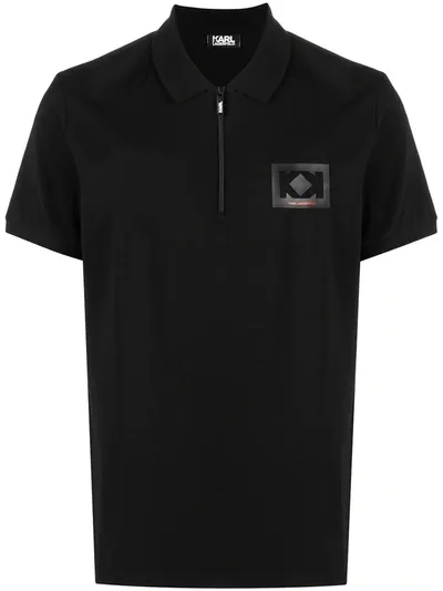 Karl Lagerfeld Chest Logo Polo Shirt In Black