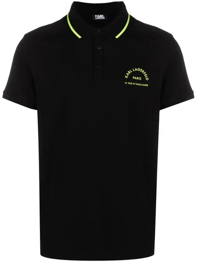 Karl Lagerfeld Chest Logo Polo Shirt In Black