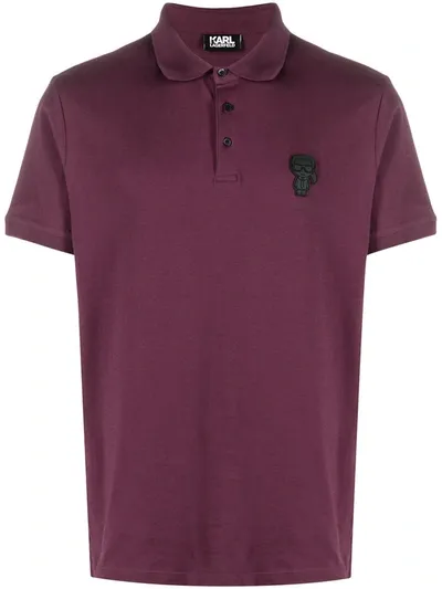 Karl Lagerfeld Signature K/ikonic Patch Polo Shirt In Purple