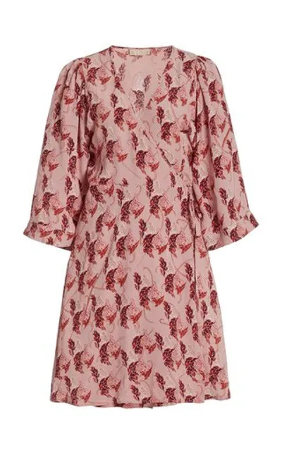 Bytimo Women's Printed Crepe Mini Wrap Dress In Pink