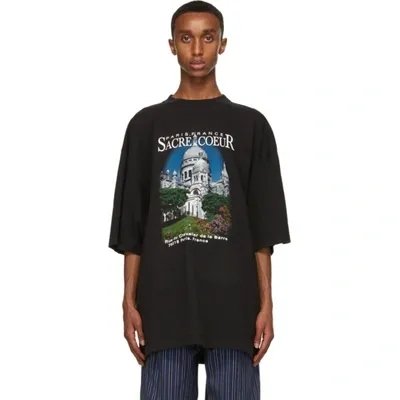 Balenciaga Oversized Printed Cotton-jersey T-shirt In Black