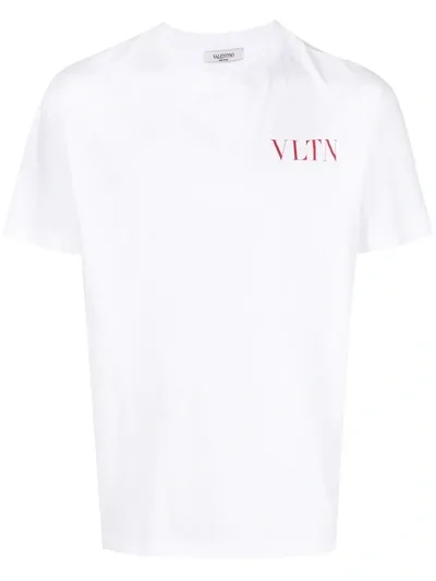 Valentino Vltn Short-sleeved Cotton T-shirt In White