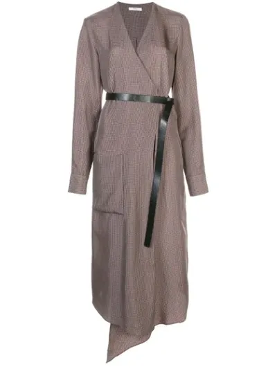 Tibi Walden Wrap Midi Dress In Brown