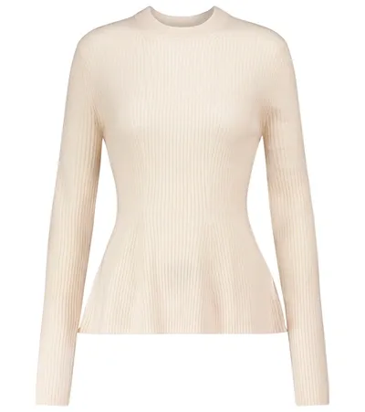 Altuzarra Frankie Ribbed Cashmere Peplum Sweater In White