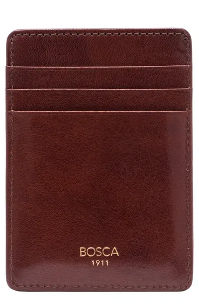 Bosca Old Leather Front Pocket Wallet In Dark Brown