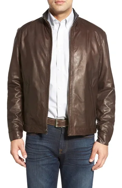 Remy Leather Lambskin Leather Jacket In Coffee