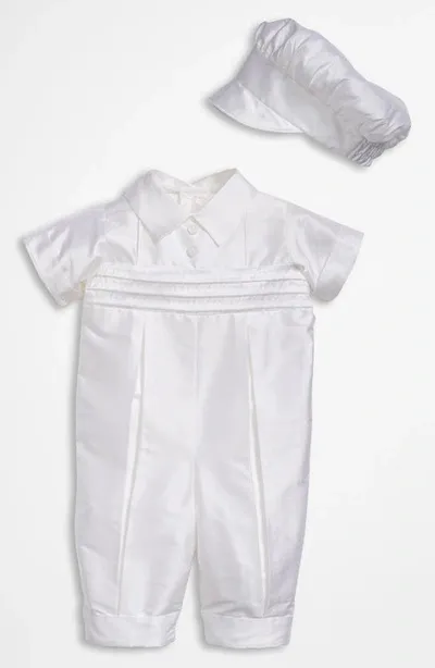 Little Things Mean A Lot Babies' Dupioni Romper In White