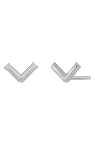 Bony Levy 14k Gold Chevron Post Earrings In White Gold