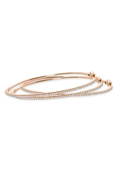 Bony Levy Skinny Stackable Diamond Bangle In Rose Gold