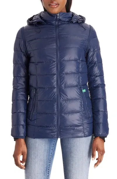 Modern Eternity Lightweight Puffer Convertible 3-in-1 Maternity Jacket In Navy