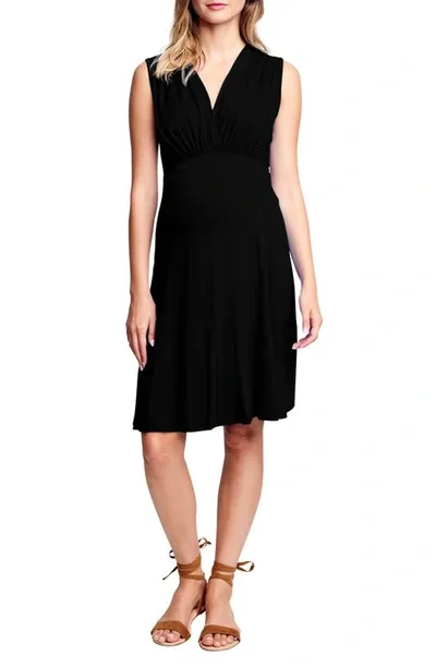 Maternal America Sleeveless Empire Waist Maternity Dress In Black